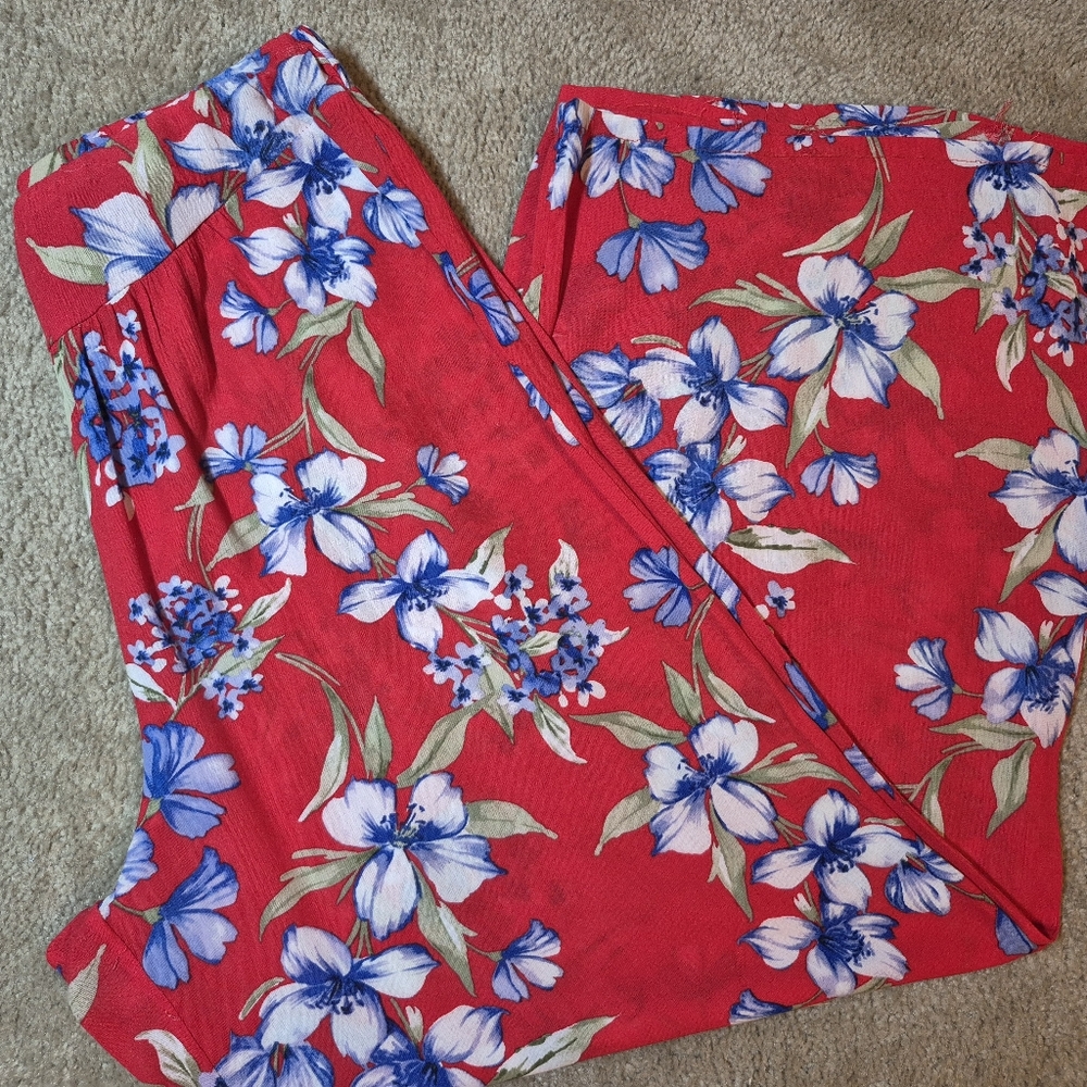 Fashion Nova Floral Red‎ and Blue Pants - Size Large